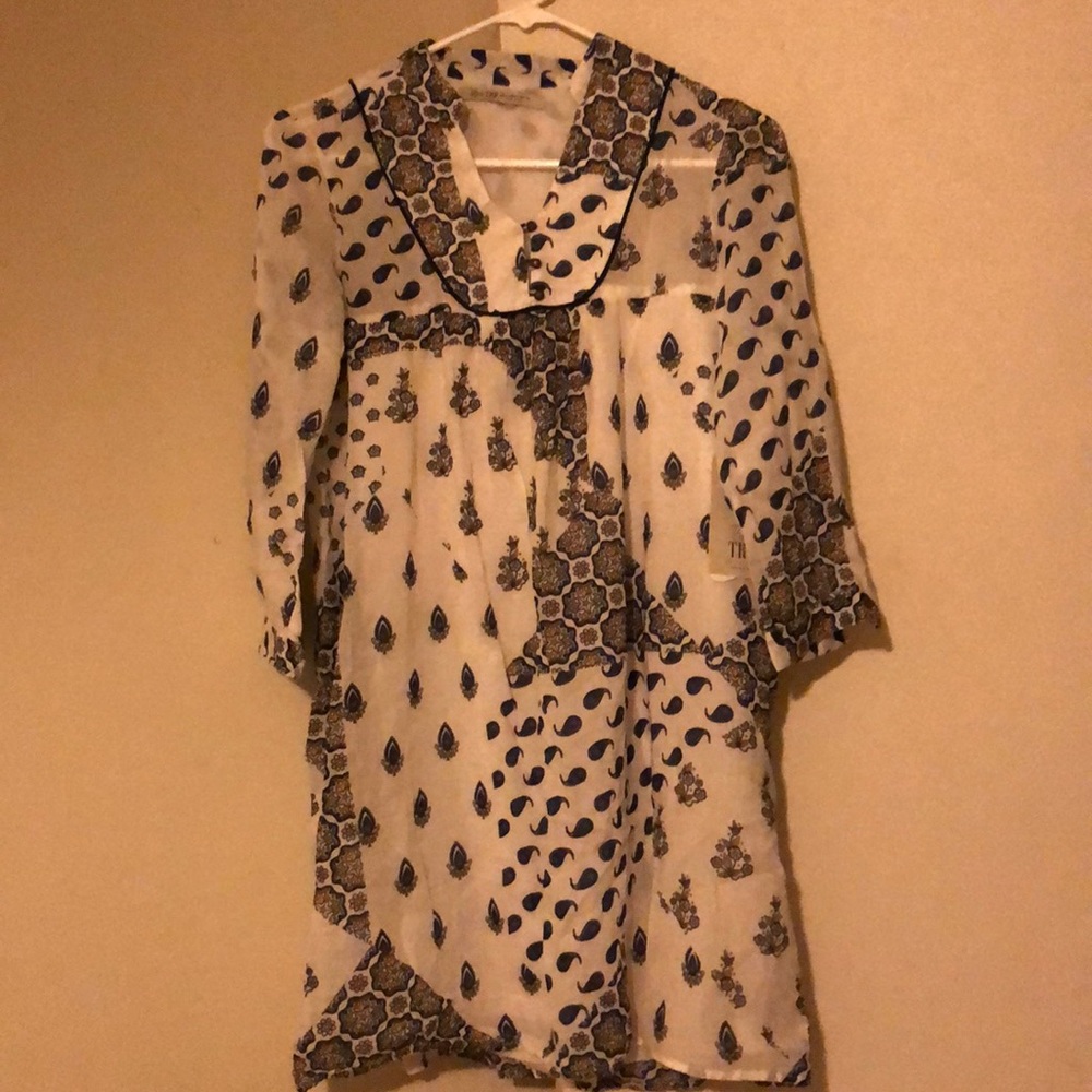 Dress white and blue,  size small